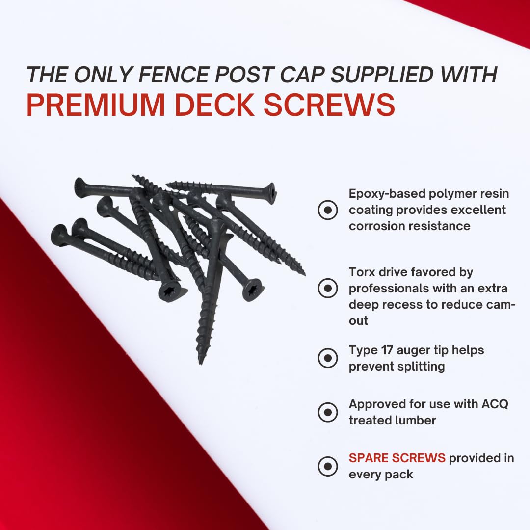 Red 4x4 Post Caps Multi-Pack | Fits Nominal 4"×4" Wood Posts | UV-Resistant, Weatherproof – Includes Red Screws