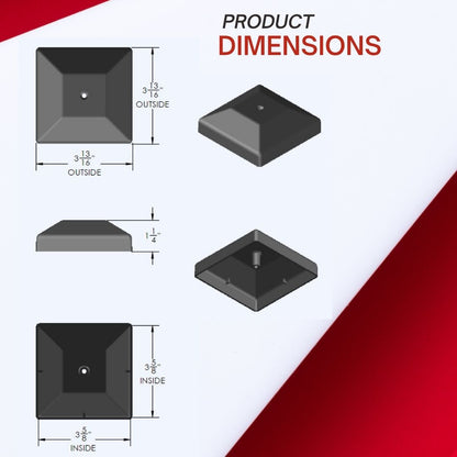 Red 4x4 Post Caps Multi-Pack | Fits Nominal 4"×4" Wood Posts | UV-Resistant, Weatherproof – Includes Red Screws